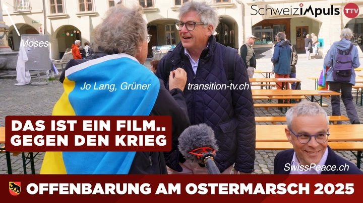 SINGEND BRÜCKEN BAUEN am Ostermarsch in Bern - Jo Lang, Chr. Pfluger, Laurent Götschel, Lisa Mazzone
